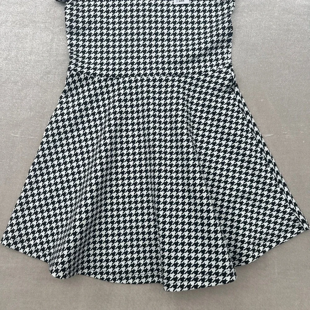 NWT The Children's Place Houndstooth Fit & Flare Dress Girls Size 10 Black White
